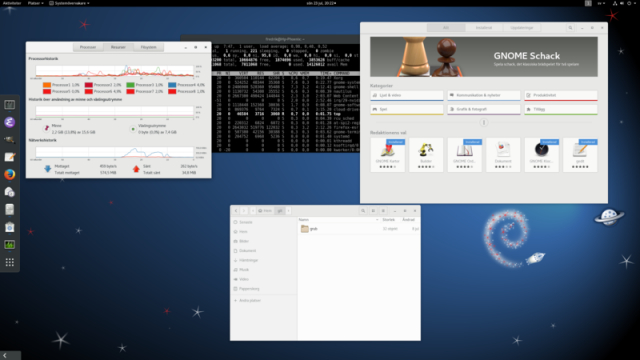 schermata debian stretch cnìon gnome desktop